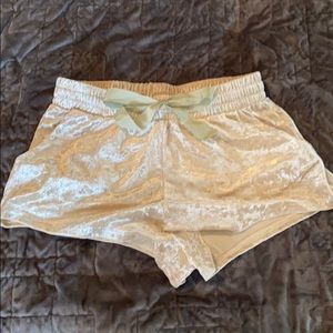 Cream velvet shorts